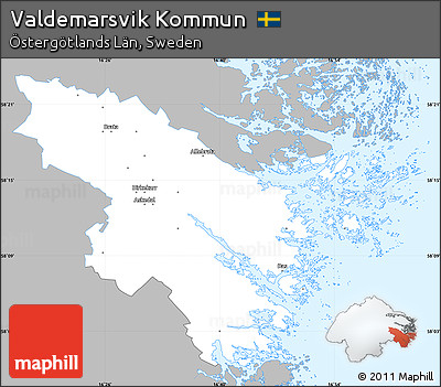 Gray Simple Map of Valdemarsvik Kommun, single color outside