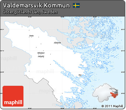 Silver Style Simple Map of Valdemarsvik Kommun, single color outside