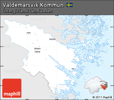 Silver Style Simple Map of Valdemarsvik Kommun, single color outside