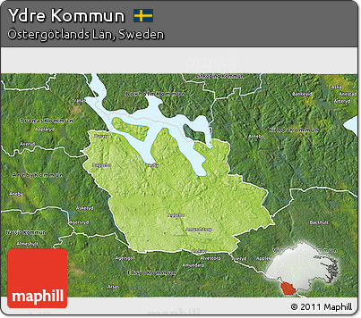 Physical 3D Map of Ydre Kommun, satellite outside