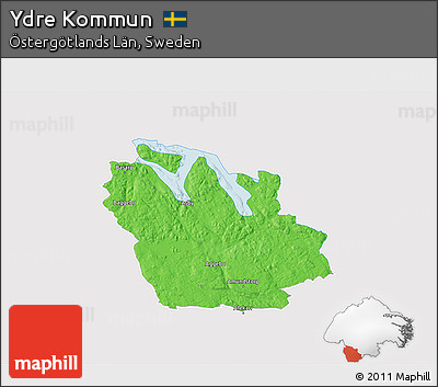 Political 3D Map of Ydre Kommun, single color outside