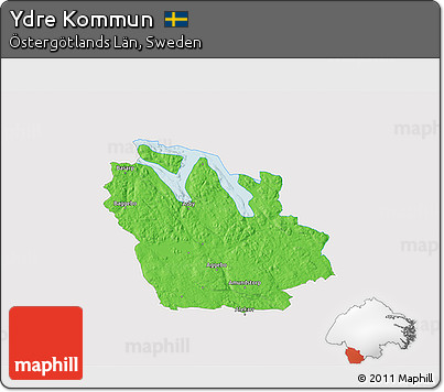 Political 3D Map of Ydre Kommun, single color outside