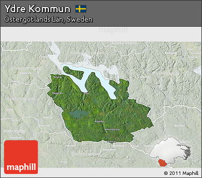 Satellite 3D Map of Ydre Kommun, lighten