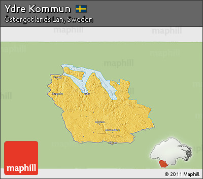 Savanna Style 3D Map of Ydre Kommun, single color outside
