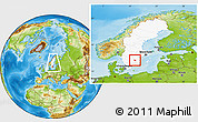 Physical Location Map of Ydre Kommun, highlighted country, within the entire country