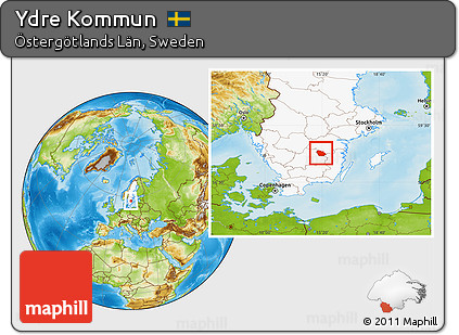 Physical Location Map of Ydre Kommun, highlighted country