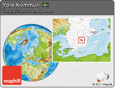 Physical Location Map of Ydre Kommun, highlighted country