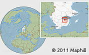 Savanna Style Location Map of Ydre Kommun, highlighted country, highlighted parent region, hill shading