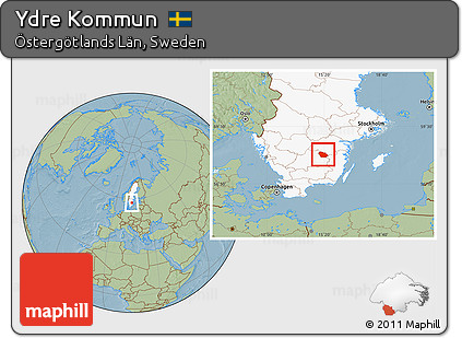 Savanna Style Location Map of Ydre Kommun, highlighted country, hill shading