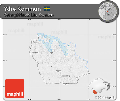 Silver Style Map of Ydre Kommun, single color outside