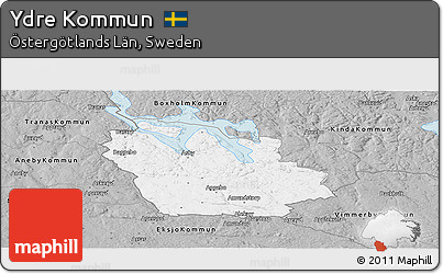 Gray Panoramic Map of Ydre Kommun