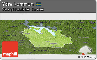 Physical Panoramic Map of Ydre Kommun, darken