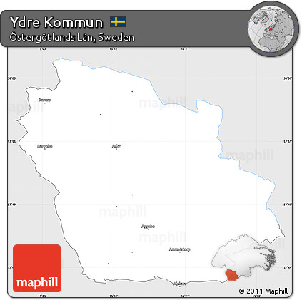 Silver Style Simple Map of Ydre Kommun, single color outside