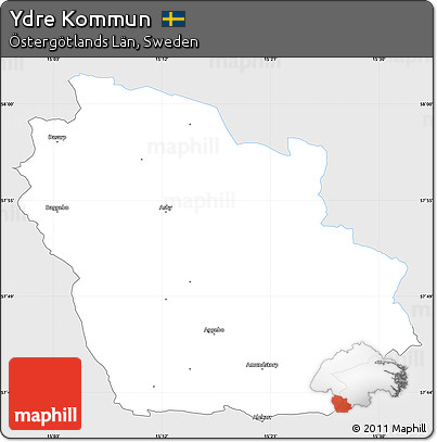 Silver Style Simple Map of Ydre Kommun, single color outside