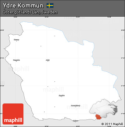 Silver Style Simple Map of Ydre Kommun, single color outside