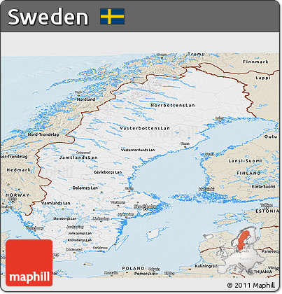 Classic Style Panoramic Map of Sweden