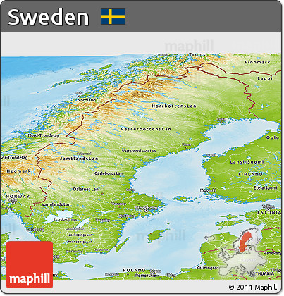 Physical Panoramic Map of Sweden