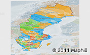 Political Panoramic Map of Sweden, lighten, semi-desaturated