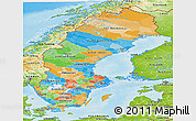 Political Panoramic Map of Sweden, physical outside