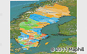 Political Panoramic Map of Sweden, satellite outside