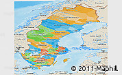 Political Panoramic Map of Sweden, shaded relief outside