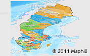 Political Panoramic Map of Sweden, single color outside, bathymetry sea