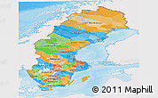 Political Panoramic Map of Sweden, single color outside