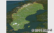 Satellite Panoramic Map of Sweden, darken