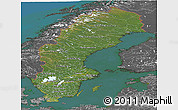Satellite Panoramic Map of Sweden, desaturated, land only