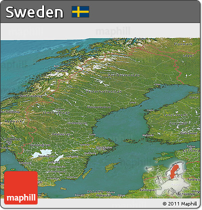 Satellite Panoramic Map of Sweden