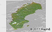 Satellite Panoramic Map of Sweden, lighten, desaturated