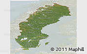 Satellite Panoramic Map of Sweden, lighten