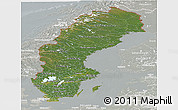 Satellite Panoramic Map of Sweden, lighten, semi-desaturated