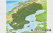 Satellite Panoramic Map of Sweden, physical outside