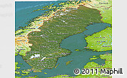 Satellite Panoramic Map of Sweden, physical outside, satellite sea