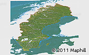 Satellite Panoramic Map of Sweden, single color outside