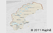 Shaded Relief Panoramic Map of Sweden, lighten, desaturated