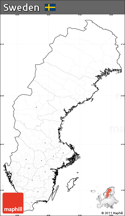 Blank Simple Map of Sweden, cropped outside, no labels