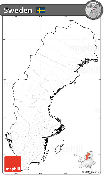 Blank Simple Map of Sweden, cropped outside, no labels