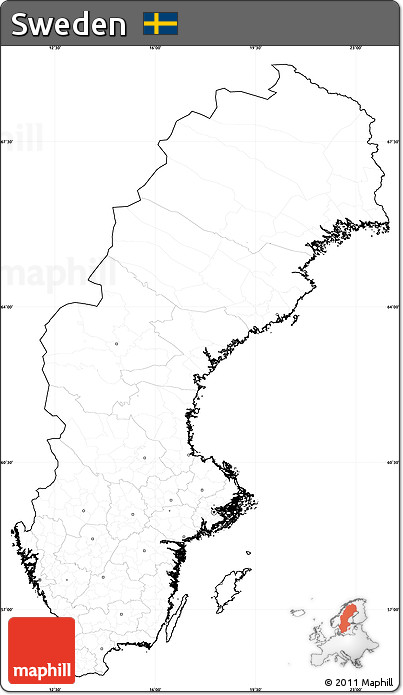 Blank Simple Map of Sweden, cropped outside, no labels