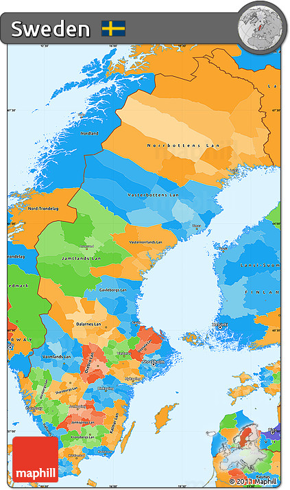 Political Simple Map of Sweden