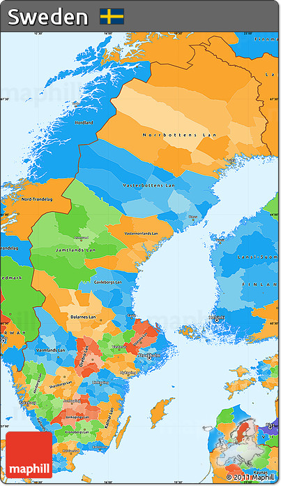 Political Simple Map of Sweden