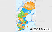 Political Simple Map of Sweden, single color outside, borders and labels