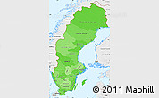 Political Shades Simple Map of Sweden, single color outside, borders and labels