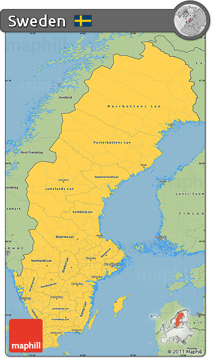 Savanna Style Simple Map of Sweden