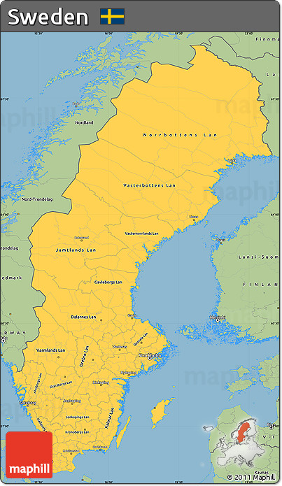 Savanna Style Simple Map of Sweden