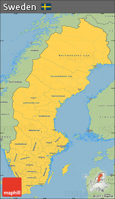 Savanna Style Simple Map of Sweden