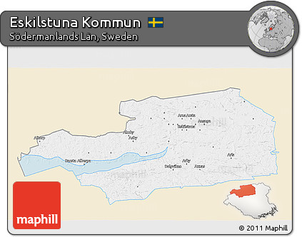 Classic Style 3D Map of Eskilstuna Kommun, single color outside