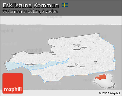 Gray 3D Map of Eskilstuna Kommun, single color outside