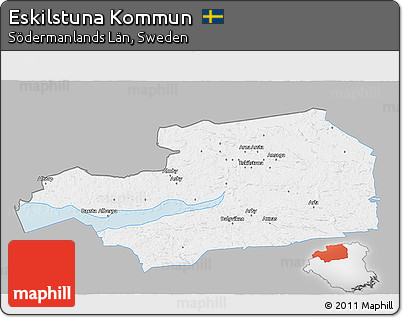 Gray 3D Map of Eskilstuna Kommun, single color outside